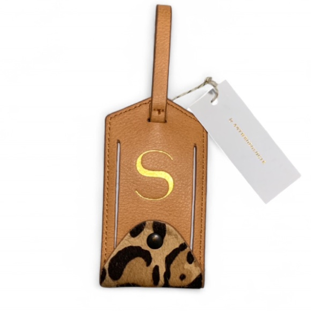 Anthropologie S Leopard Print Leather Luggage Tag New With Tags
